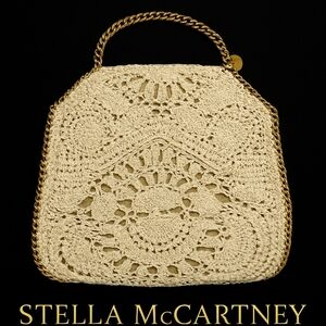 Stella McCartney Cream And Gold Falabella Ajouree Crochet Bag